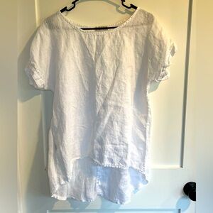 Terzo Millennio Made in Italy White Crochet Linen Blouse Top Womens Sz S Summer